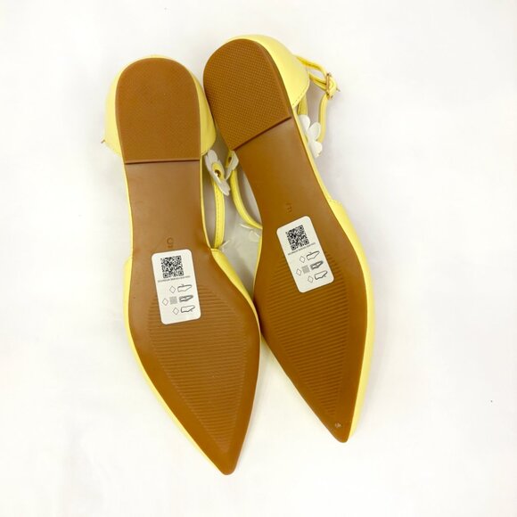 ASOS DESIGN Lydia pointed ballet flats in yellow with flowers size US 7 - Picture 7 of 8